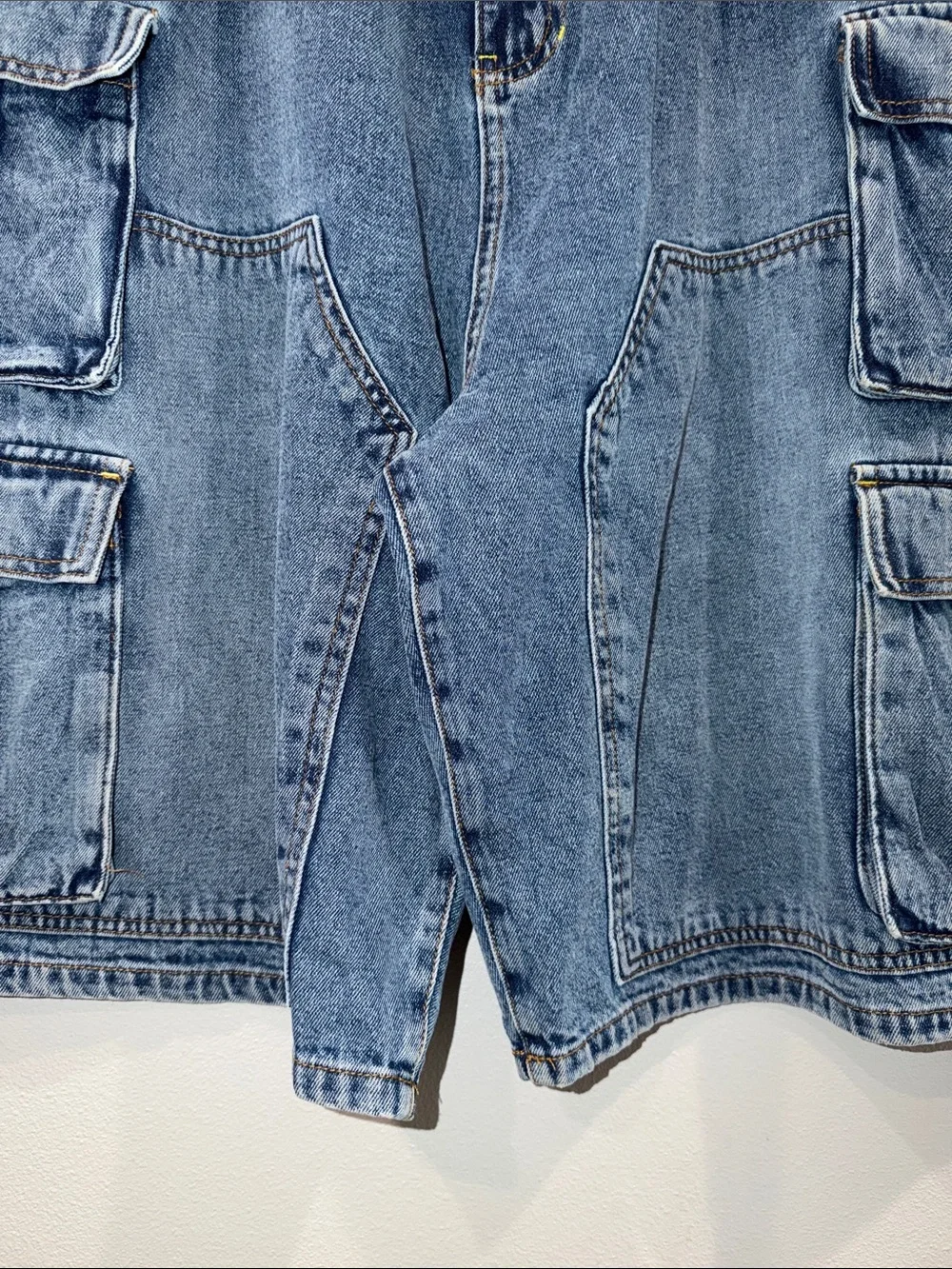 Von Dutch Vintage Light Blue Denim Cargo Shorts Size 42
